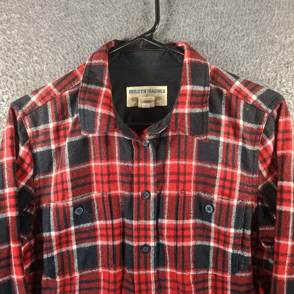 Duluth Trading X Pendleton Flannel Men M Red Black Wool Long Sleeve Lumberjack - Picture 2 of 9